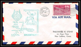 1141 Lettre USA Aviation Premier Vol Airmail Cover First Flight Aeroplane 1950 AM 91 Champaign, Illinois - 2c. 1941-1960 Cartas & Documentos