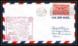 1149 Lettre USA Aviation Premier Vol Airmail Cover First Flight Aeroplane 1950 AM 86 Beloit, Wisconsin - 2c. 1941-1960 Lettres