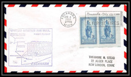 1164 Lettre USA Aviation Premier Vol Airmail Cover First Flight Aeroplane 1953 AM 86 Escanaba, Michigan - 2c. 1941-1960 Covers