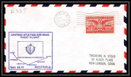 1166 Lettre USA Aviation Premier Vol Airmail Cover First Flight Aeroplane 1953 AM 94 Westfield, Massachusetts - 2c. 1941-1960 Storia Postale