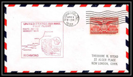 1169 Lettre USA Aviation Premier Vol Airmail Cover First Flight Aeroplane 1953 AM 88 Richmond, Indiana - 2c. 1941-1960 Covers