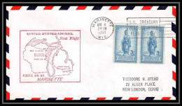 1175 Lettre USA Aviation Premier Vol Airmail Cover First Flight Aeroplane 1953 AM 86 Marinette (Wisconsin) - 2c. 1941-1960 Cartas & Documentos
