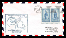 1176 Lettre USA Aviation Premier Vol Airmail Cover First Flight Aeroplane 1953 AM 86 Menominee, Michigan - 2c. 1941-1960 Cartas & Documentos