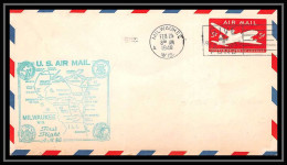 1251 Lettre USA Aviation Premier Vol Airmail Cover First Flight 1948 Aeroplane AM 86 Milwaukee Wisconsin - 2c. 1941-1960 Briefe U. Dokumente