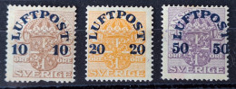 Suède 1920 PA1/3 * Le PA1 Et 2 Infime Défaut ,le PA3 TB Cote 40€ - Ongebruikt