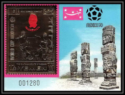 123 Yemen Royaume (kingdom) Bloc OR Gold Stamps Rouge Red Football Soccer Coupe Du Monde World Cup Mexico 70 - 1970 – Mexique