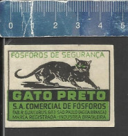 GATO PRETO ( BLACK CAT )  - OLD MATCHBOX LABEL MADE IN BRAZIL - Boites D'allumettes - Etiquettes