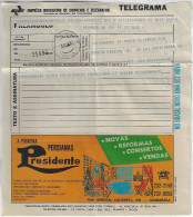 Brazil 1972 Shipped Telegram Authorized Advertising Pioneer Blind President Sofa Armchair Curtain Carpet Wallpaper - Briefe U. Dokumente