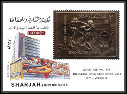 078 Sharjah Bloc N°45 A OR Gold Stamps Jeux Olympiques (olympic Game) Mexico 68 Boxe Boxing GOLD MEDAL Foreman - Summer 1968: Mexico City