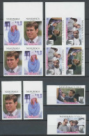 1032 Nanumaga Tuvalu Michel N° 93/96U (british Royal Family) Wedding 1986 Non Dentelé Imperf Bloc + Série MNH ** - Tuvalu