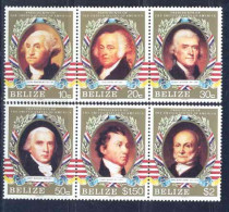 Belize 464 - N° 788/93 Série Présidents Des USA BANDE DE 3 Cote 6.75 MNH ** - George Washington