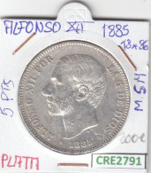 CRE2791 MONEDA ESPAÑA 5 PESETAS ALFONSO XII 1885 *18 *86 MSM PLATA - Autres & Non Classés