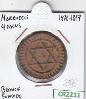 CR2211 MONEDA MARRUECOS 4 FALUS 1880-1879 BRONCE FUNDIDO - Sonstige – Afrika