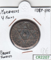 CR2207 MONEDA MARRUECOS 4 FALUS 1869-1870 BRONCE FUNDIDO - Autres – Afrique
