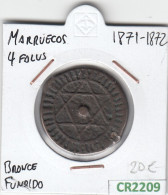 CR2209 MONEDA MARRUECOS 4 FALUS 1871-1872 BRONCE FUNDIDO - Sonstige – Afrika