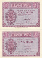CRBS0914 PAREJA CORRELATIVA BILLETES ESPAÑA 1 PESETA 1937 SIN CIRCULAR - Other & Unclassified