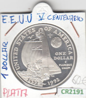 CR2191 MONEDA EEUU 1 DÓLAR V CENTENARIO 1992 PLATA - Andere - Amerika