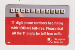 SINGAPORE - 11 Digit Phone Numbers GPT Magnetic Phonecard - Singapour