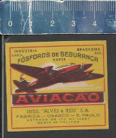 AVIAÇÃO (AEROPLANE AVION)  - OLD MATCHBOX LABEL MADE IN BRAZIL - Boites D'allumettes - Etiquettes