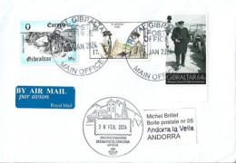 Winston Churchill, Letter 2024 From Gibraltar, Sent To Andorra With Arrival Postmark Andorra - Sir Winston Churchill