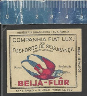 BEIJA-FLÔR  (BIRD OISEAUX) - OLD MATCHBOX LABEL MADE IN BRAZIL - Boites D'allumettes - Etiquettes