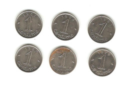 323/ France : 6 X 1 Centime : 1962 - 1964 - 1965 - 1967 - 1968 - 1970 - 1 Centime