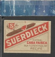 SUERDIECK CASA FAISCA RECIFE ( TOBACCO CIGARS )  - OLD MATCHBOX LABEL MADE IN BRAZIL - Boites D'allumettes - Etiquettes