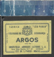 ARGOS  - OLD MATCHBOX LABEL MADE IN BRAZIL - Boites D'allumettes - Etiquettes