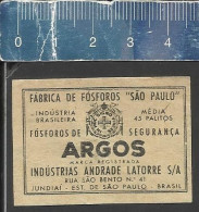 ARGOS  - OLD MATCHBOX LABEL MADE IN BRAZIL - Boites D'allumettes - Etiquettes