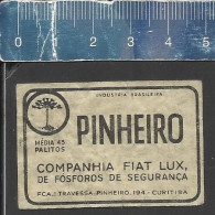 PINHEIRO COMPANHIA FIAT LUX   - OLD MATCHBOX LABEL MADE IN BRAZIL - Boites D'allumettes - Etiquettes