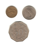 347/ Malte : 1 Cent 1991 - 10 Cents 1986 - 50 Cents 1972 - Malte