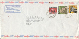 Zimbabwe Air Mail Cover Sent To Canada 14-2-1982 Topic Stamps (the Cover Is Damaged By Opening) - Zimbabwe (1980-...)