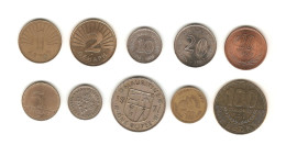 348/ Lot  : 10 Monnaies : Macédoine - Malaisie - Japon - Hongrie - Ile Maurice - Maroc - Costa Rica - Collections & Lots