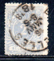 BELGIQUE BELGIE BELGIO BELGIUM 1869 1870 NUMERAL LEON 2c USED OBLITERE' USATO - 1869-1888 Lion Couché (Liegender Löwe)