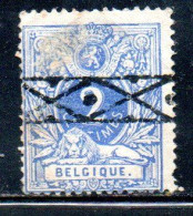 BELGIQUE BELGIE BELGIO BELGIUM 1869 1870 NUMERAL LEON 2c USED OBLITERE' USATO - 1869-1888 Lion Couché (Liegender Löwe)