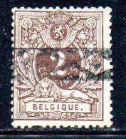 BELGIQUE BELGIE BELGIO BELGIUM 1869 1870 1988 NUMERAL LEON 2c USED OBLITERE' USATO - 1869-1888 Lion Couché (Liegender Löwe)