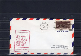 USA 1967 Inauguration Jet Air Mail Service AM98 Panama City Florida  Light Red Ink - Event Covers