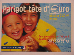 PISCINE / NATATION - Enfants Avec Brassards - CHANGEMENT MONNAIE FRANC EURO - Carte Publicitaire - Zwemmen