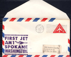 USA 1966 First Flight Cover First Jet AM1 Spokane - Washington Purple Ink Embossed 8c - FDC