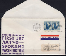 USA 1966 First Flight Cover First Jet AM1 Spokane - Washington Purple Ink - Sobres De Eventos