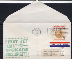 USA 1966 First Flight Cover First Jet AM1 Spokane - Washington Green Ink - Enveloppes évenementielles