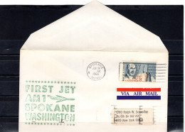 USA 1966 First Flight Cover First Jet AM1 Spokane - Washington Green Ink - Sobres De Eventos