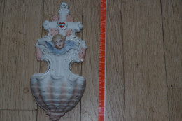 B22 Bénitier XIXe Porcelaine Ange Angel Porcelain - Art Religieux