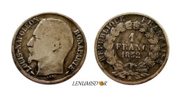 LOUIS-NAPOLÉON BONAPARTE 1 Francs 1852 A Paris - 1 Franc