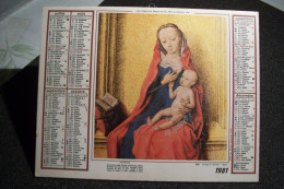 CALENDRIER  - ALMANACH DES P.T.T. 1981 - Département De L'OISE  - Vierge à L'Enfant - L'Annonciation - CHRISTIANISME - Formato Grande : 1981-90