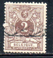 BELGIQUE BELGIE BELGIO BELGIUM 1869 1870 1988 NUMERAL LEON 2c USED OBLITERE' USATO - 1869-1888 Lion Couché (Liegender Löwe)