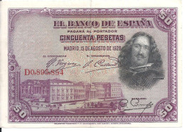 ESPAGNE 50 PESETAS 1928 XF P 75 - 50 Peseten