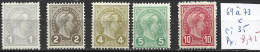 LUXEMBOURG 69 à 73 * Côte 35 € - 1895 Adolphe Right-hand Side