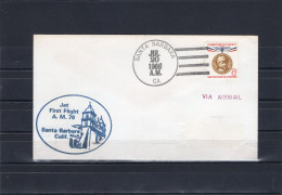 USA 1966 First Flight Cover Jet First Flight AM76 Santa Barbara - Los Angeles - Blue Ink - Schmuck-FDC