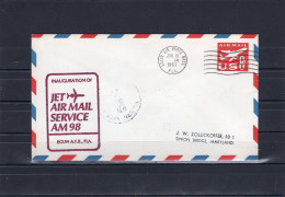 USA 1967 First Flight Cover Inauguration Jet Airmail Service AM98 Eglin AIr Foce Base AFB - Embossed - Purple Ink - Sobres De Eventos